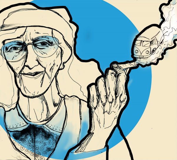 Крутая бабушка рисованная