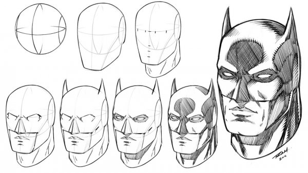 Поэтапное рисование Бэтмена