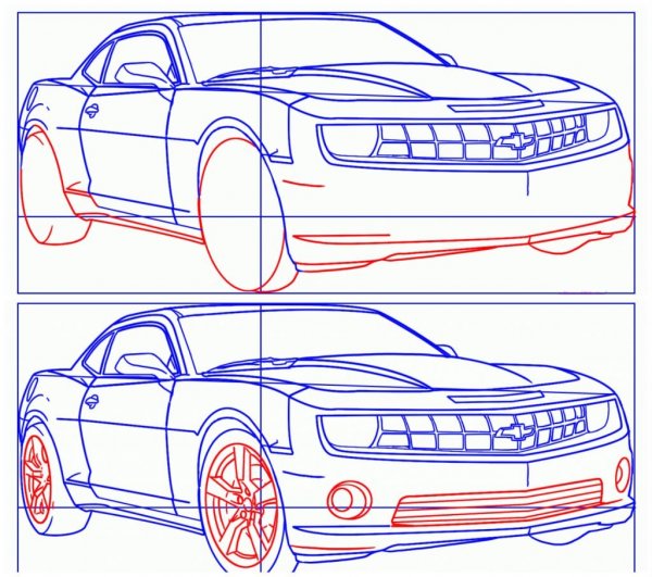 Этапы рисования автомобилей