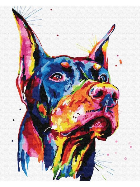 ВАНГОГВОМНЕ картина по номерам "Доберман", 40х50