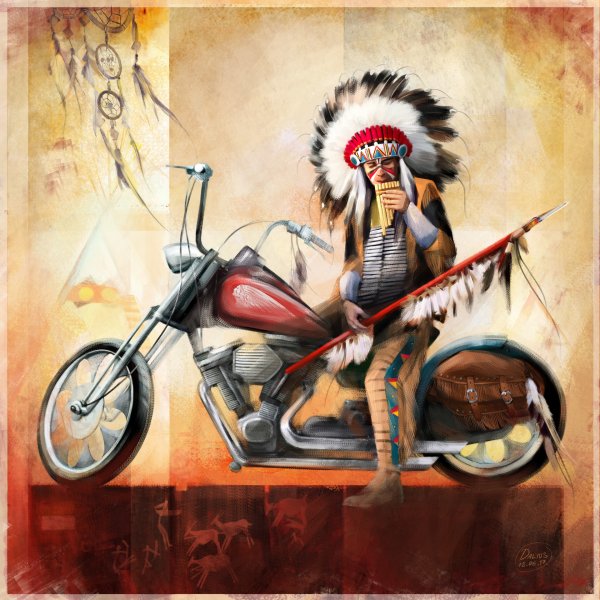 Индеец на мотоцикле