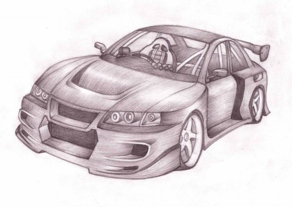 Автомобиль рисунок карандашом