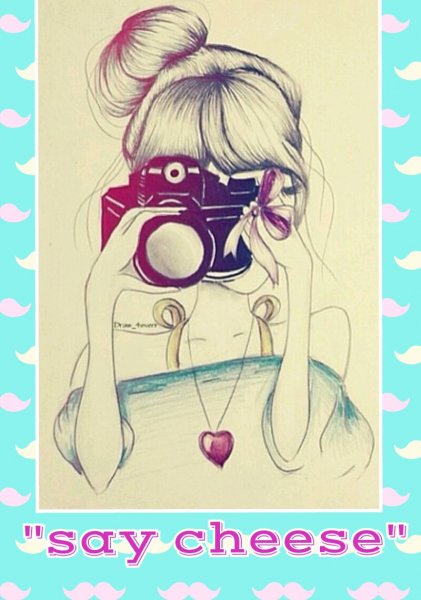 Девочка с фотоаппаратом нарисованная