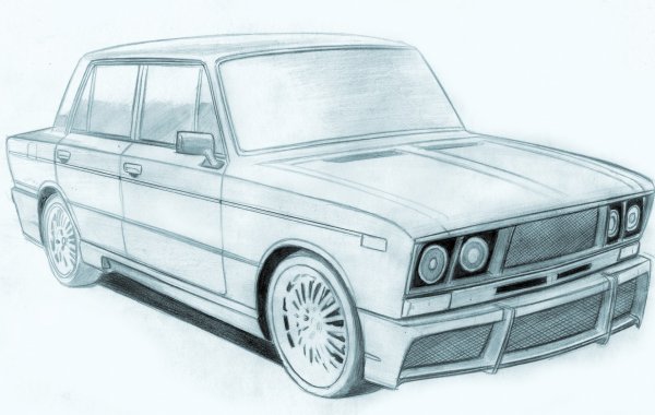 ВАЗ[ 2107 рисунок тюнингованный