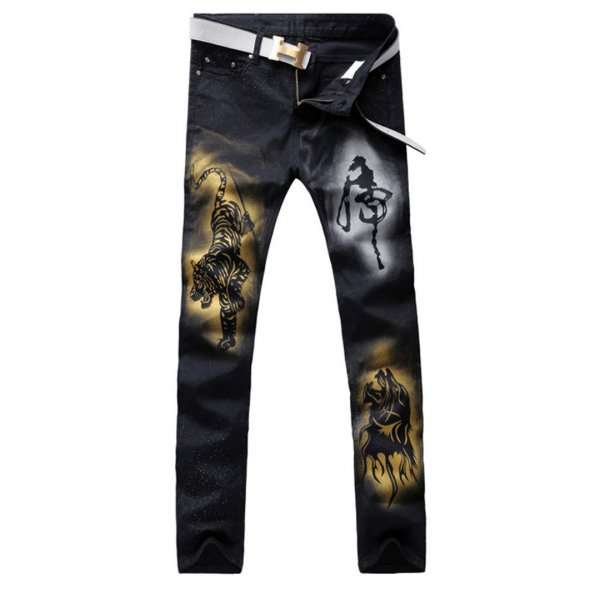 Чёрные джинсы с принтом