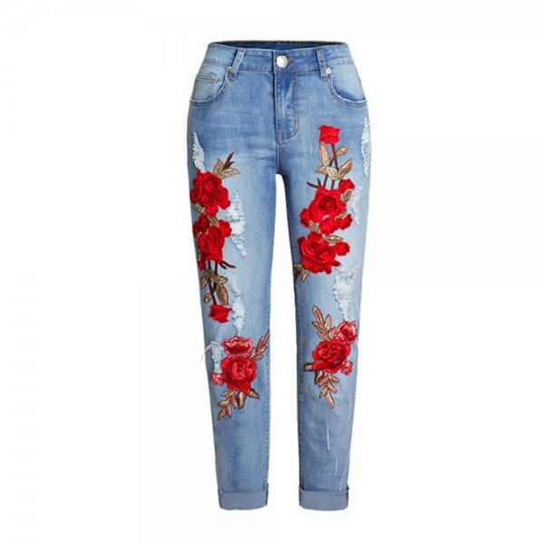 Джинсы в цветочек