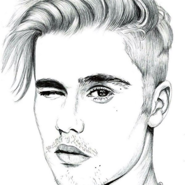 Джастин Бибер портрет карандашом
