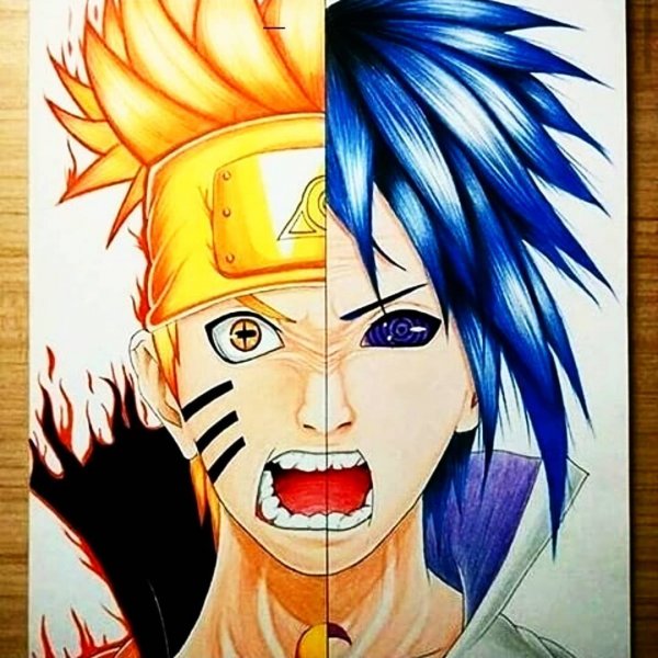 Наруто и Саске рисунок цветной