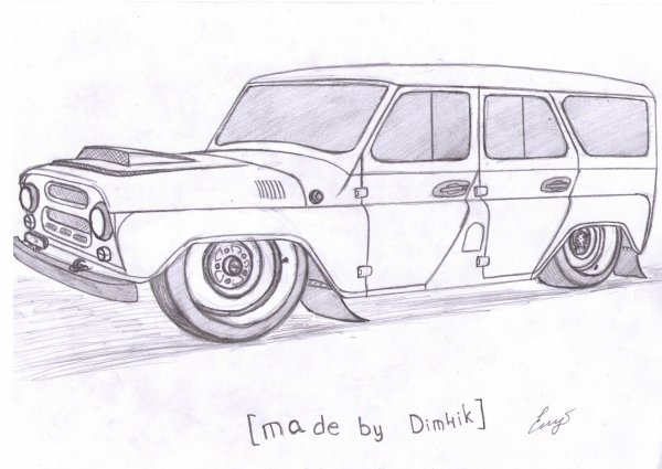 Рисунки карандашом для срисовки авто