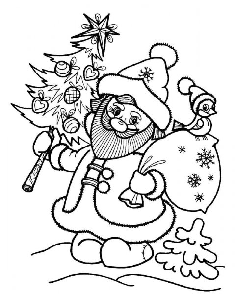 Дед Мороз раскраска