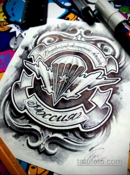 Эмблема ВДВ тату