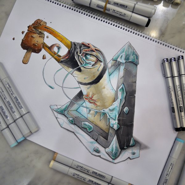 Скетч фотоаппарат маркерами