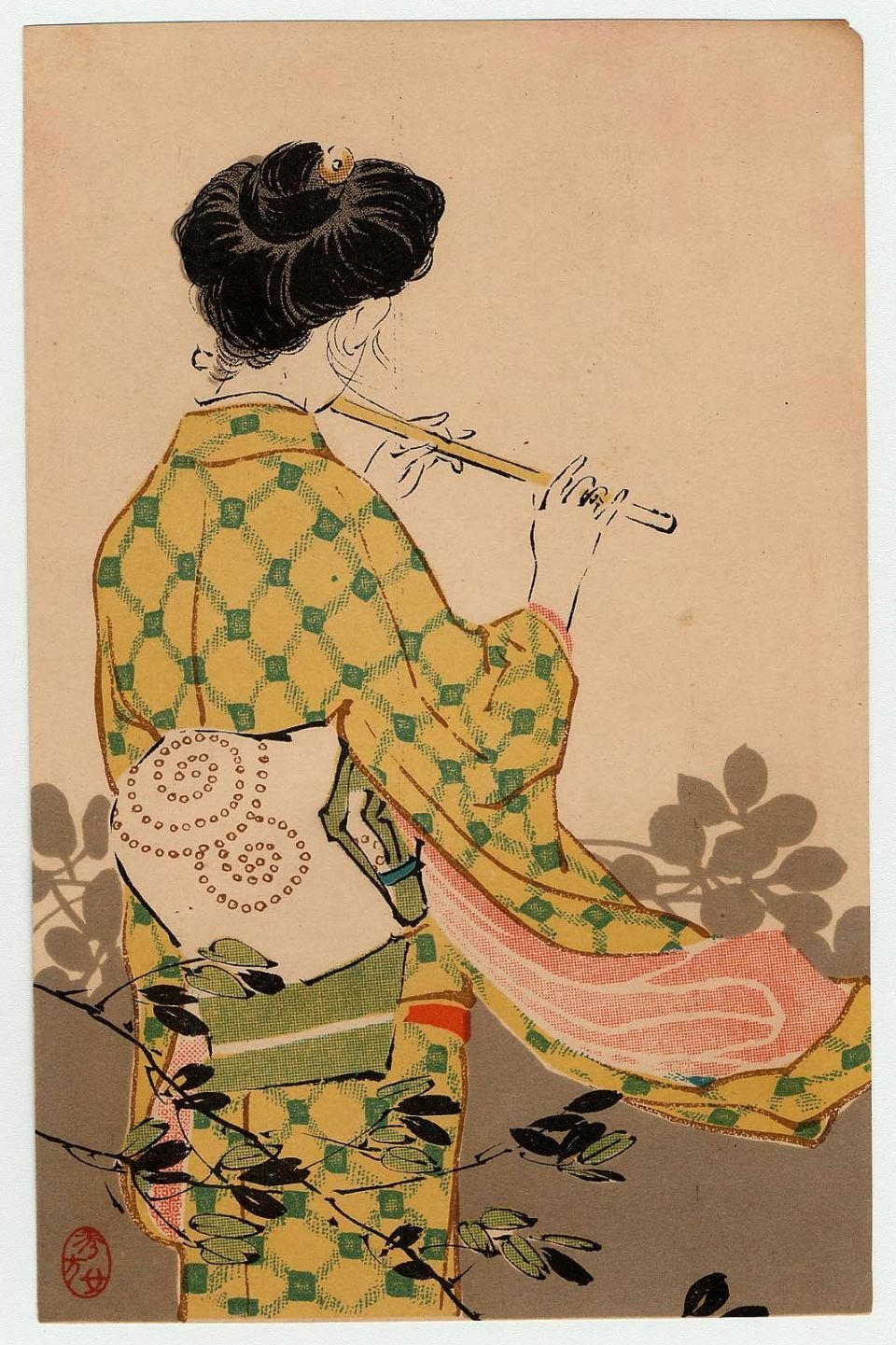Японская гравюра флейта