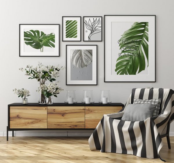 Тропические листья в интерьере