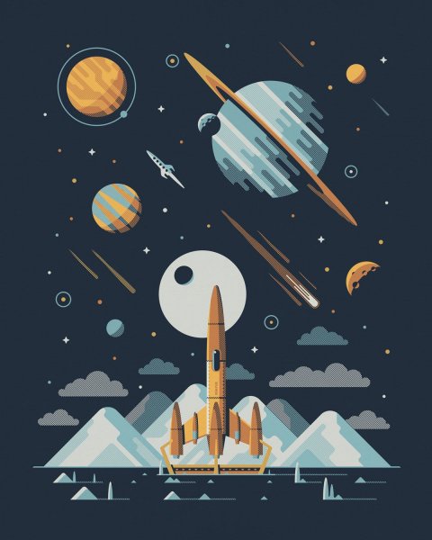Иллюстрации космоса в стиле Flat