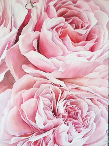 Розовые розы и пионы