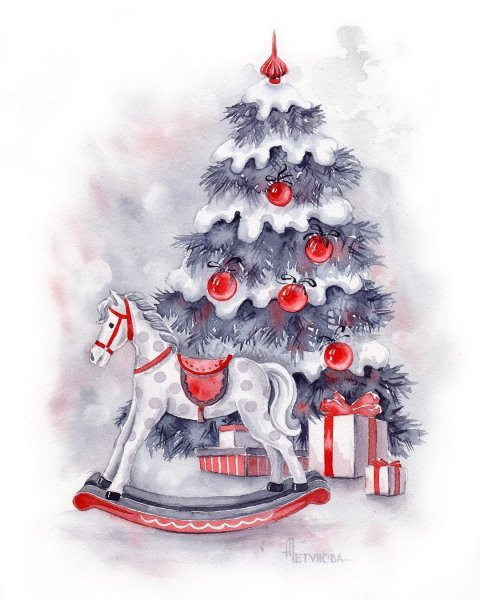 Новогодний олень Постер