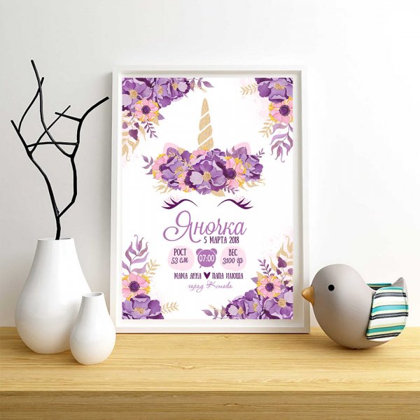 Детская метрика в интерьере