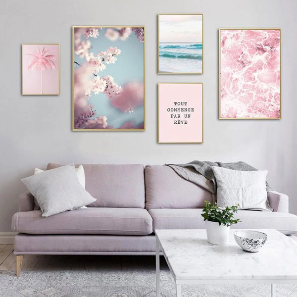 Интерьерные постеры на стену розовые