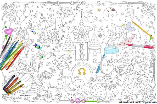 Большая раскраска на стену