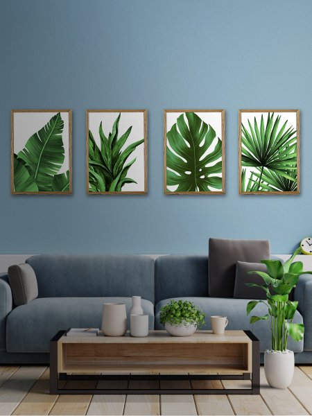 Картины с листьями в интерьере