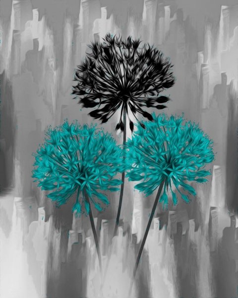 Одуванчик в бирюзовых тонах