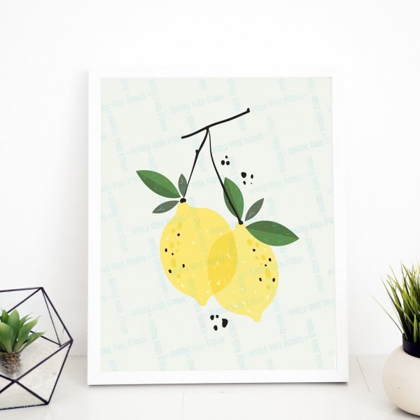 Лимон акварель Постер модульный