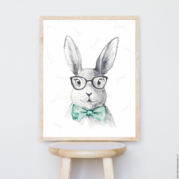 Постер заяц в очках