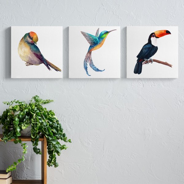 Постер птицы акварель