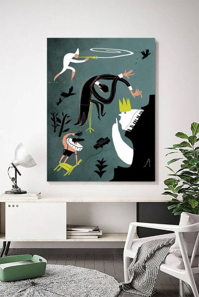 Птички с плакатом