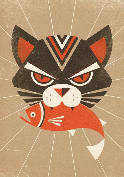 Кот в плакатном стиле