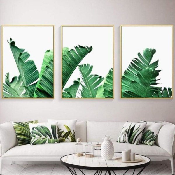 Триптих тропические листья