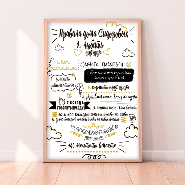 Доска плакат для семьи дома