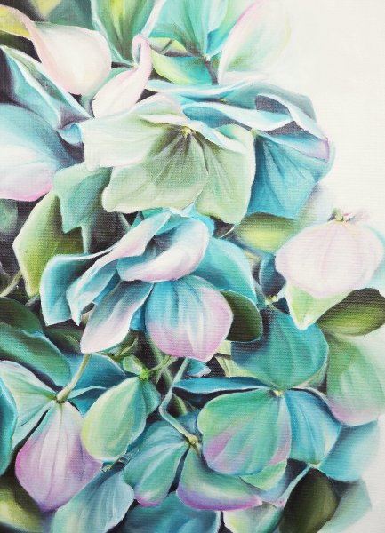 Цветы в бирюзовых тонах