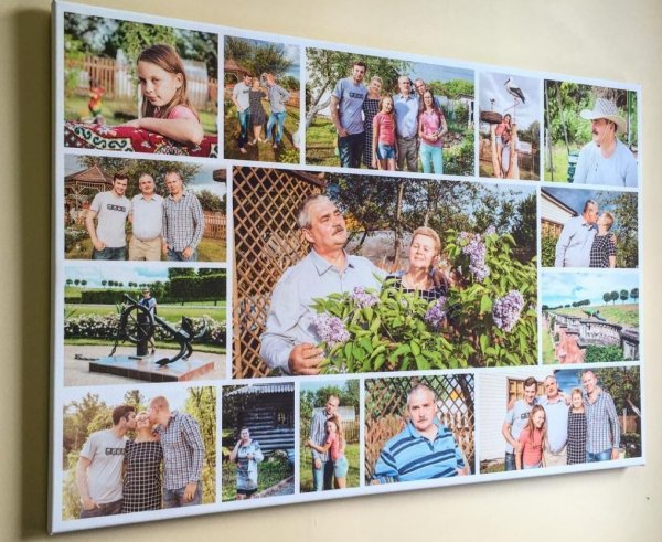 Коллаж из фотографий на холсте