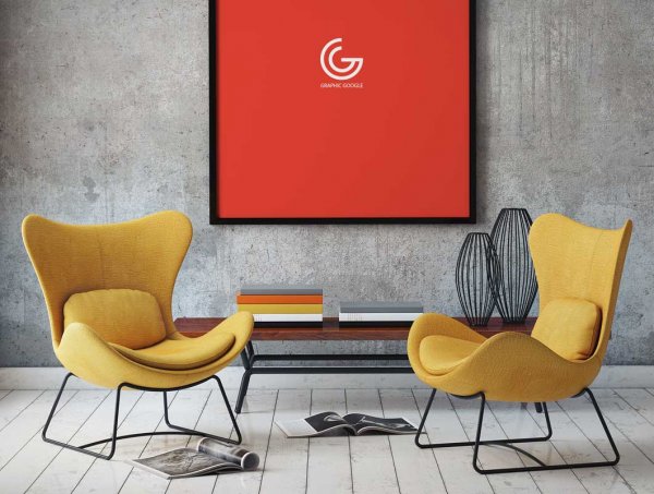 Мокап картина в интерьере