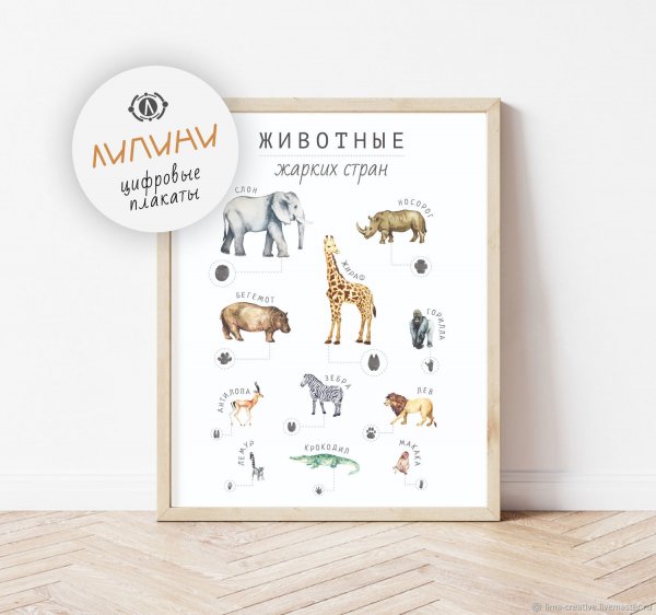Постеры животные в детскую