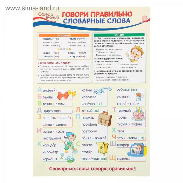 Плакат "русский язык 1 класс"