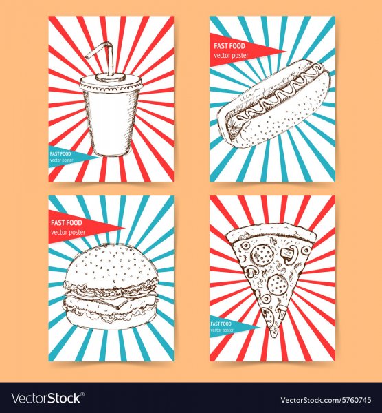 Постер fast food вектор скетч
