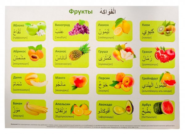 Фрукты и овощи на арабском языке