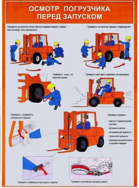 Осмотр вилочного погрузчика перед работой