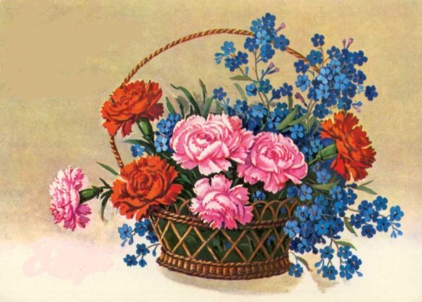 Советские открытки с цветами