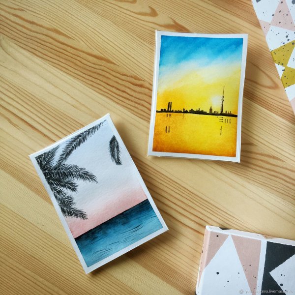 Мини открытки акварелью