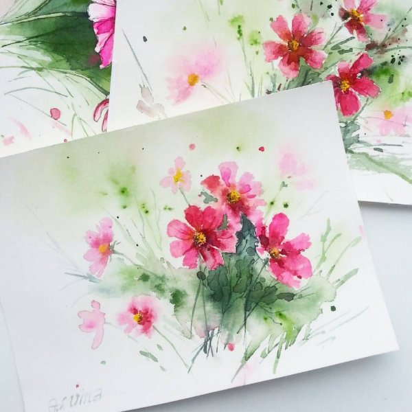 Открытки на акварельной бумаге