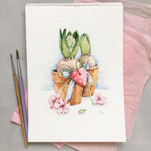 Акварельные иллюстрации для открыток