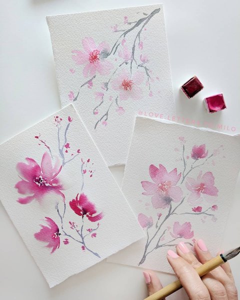 Рисование открыток акварелью