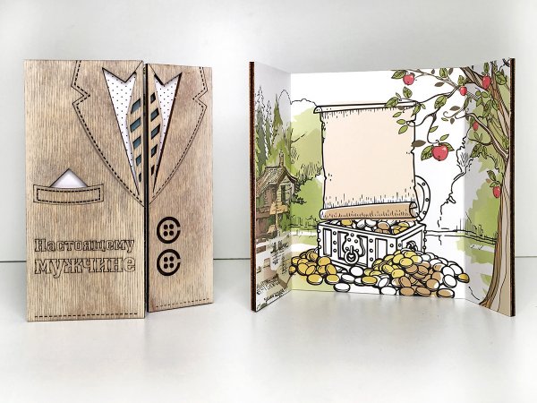 Деревянная открытка на заказ