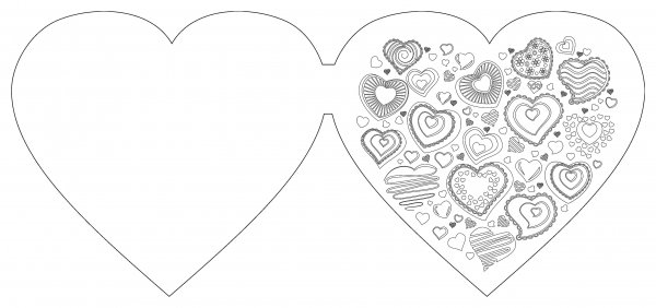 Раскраска валентинки сердечки