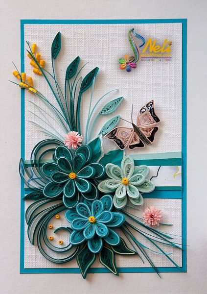 Открытка в стиле квиллинга