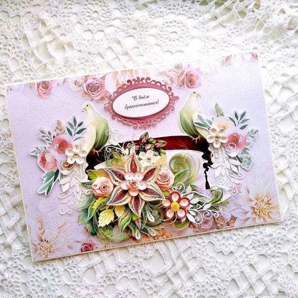 Квиллинг конверт на свадьбу
